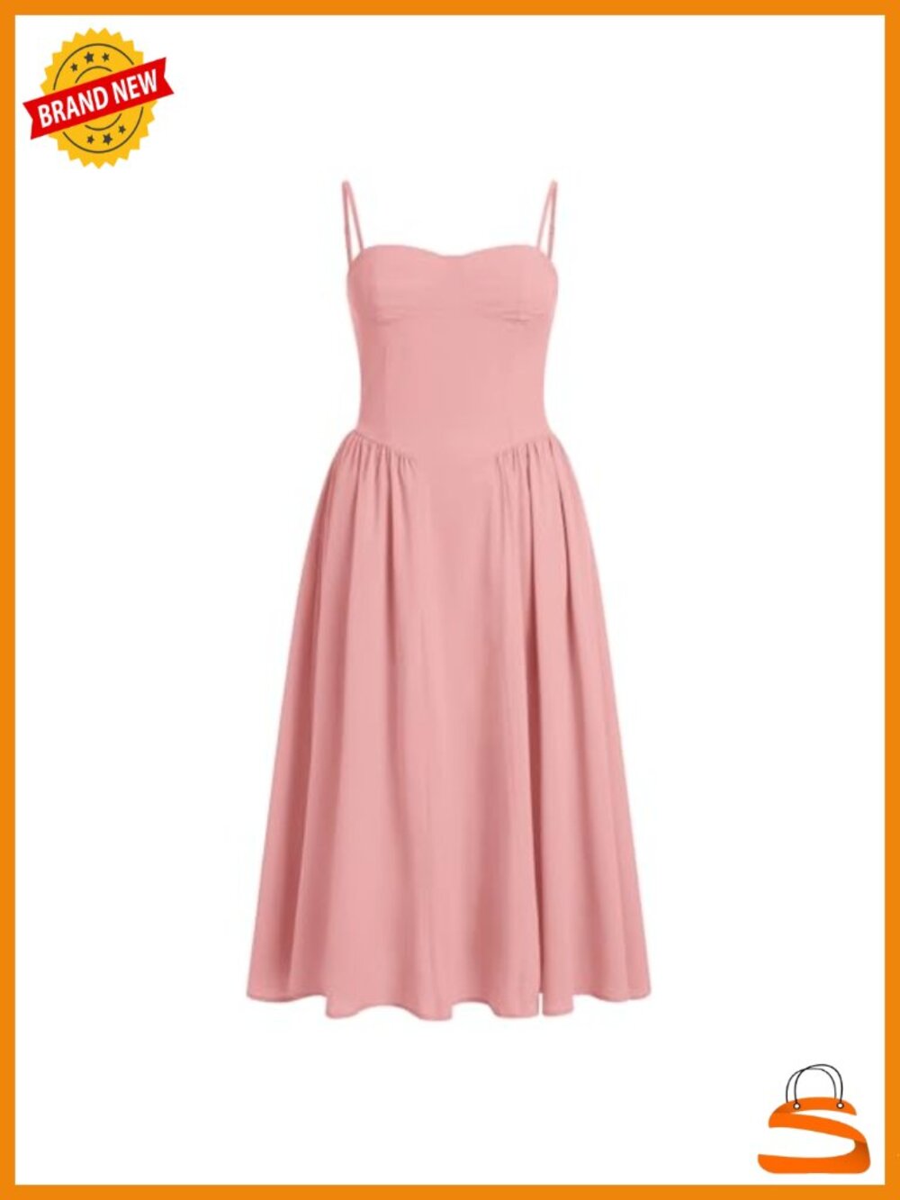 Floral Corset Midi Dress with Pockets Spaghetti Strap Lace Up Boho Sundress